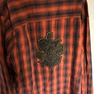 Long sleeve button down Harley heavy duty flannel